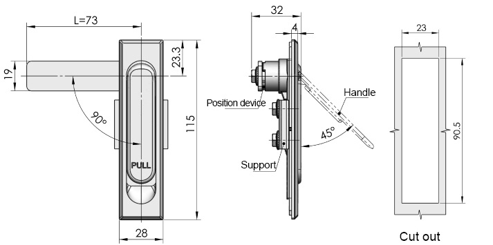 Fechadura para armário com puxador flexível MS717