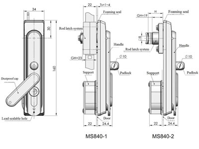 MS840-4 Fechadura com haste